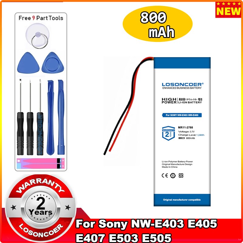 LOSONCOER MP3 Player Akku - 800mAh Polymer Wiederaufladbar für Sony NW-E400 Serie