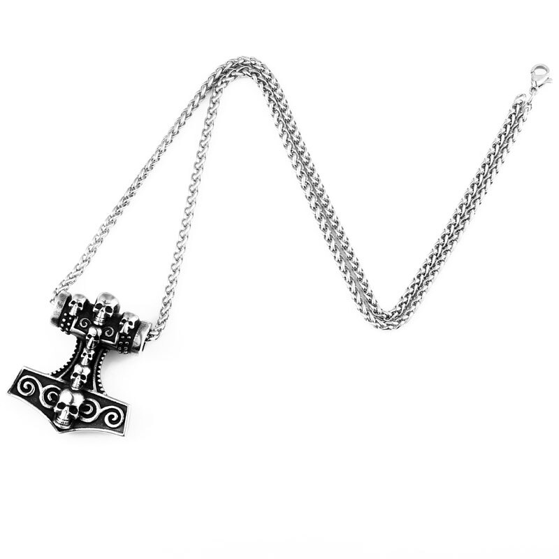 Beier 316l rostfri viking norrländska odin thors mjolnir hammare män skandinaviskt halsband hänge dödskalle smycken  lp390