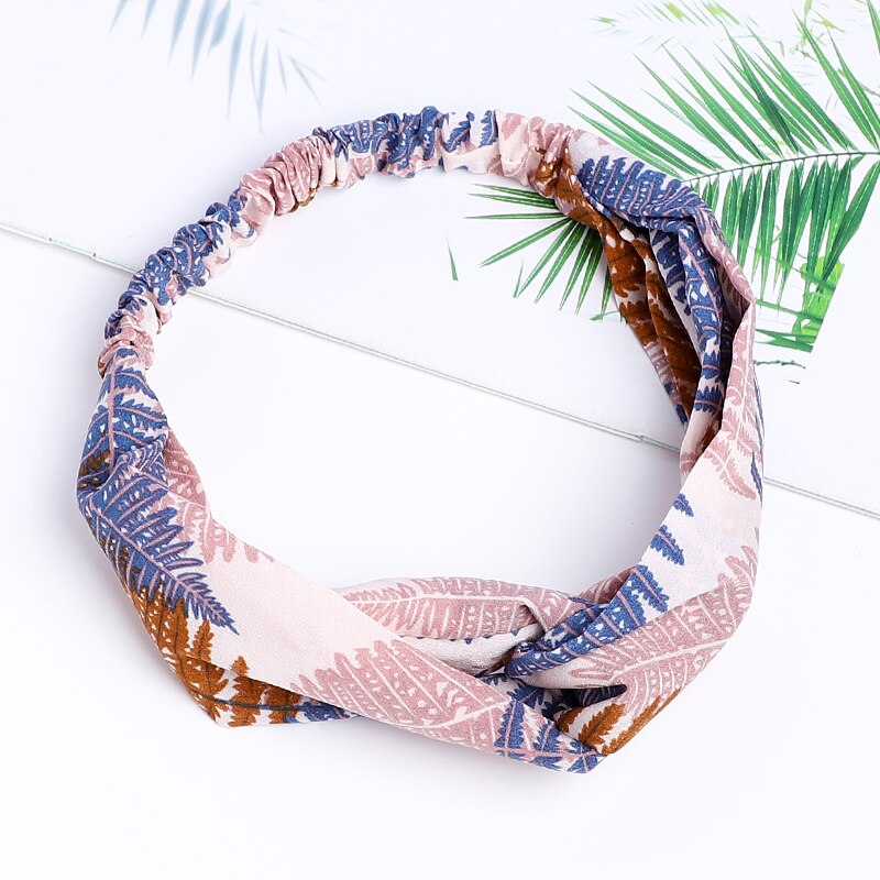 1pc vrouwen eenvoudige bloemen en bomen bos brede haarband doek knopen bladeren haarbanden kersen haar ring hoofdband voor meisje: 9