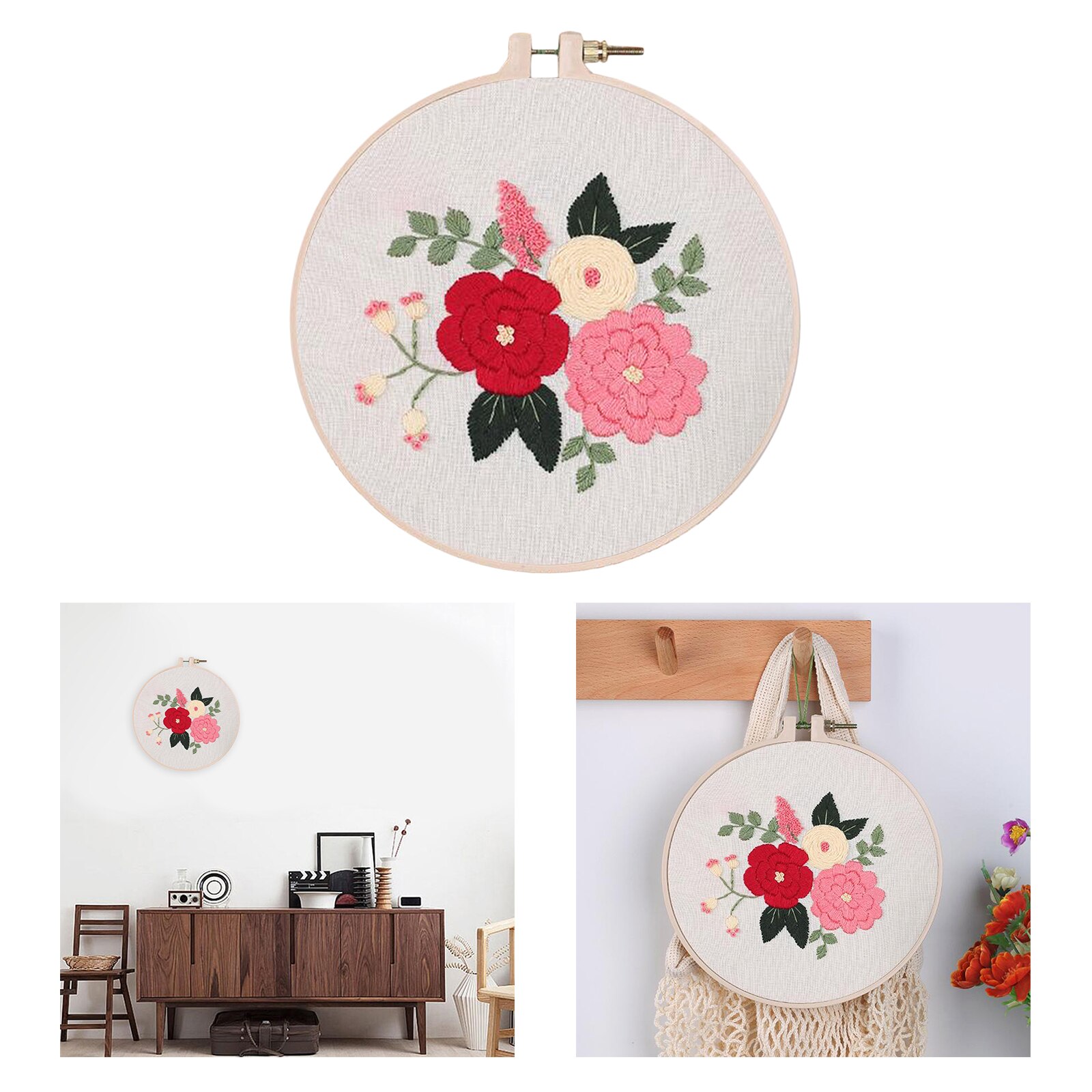 Embroidery Kit Flowers Needlepoint Crafts Cross Stitch Material Making Hoop: Style 3