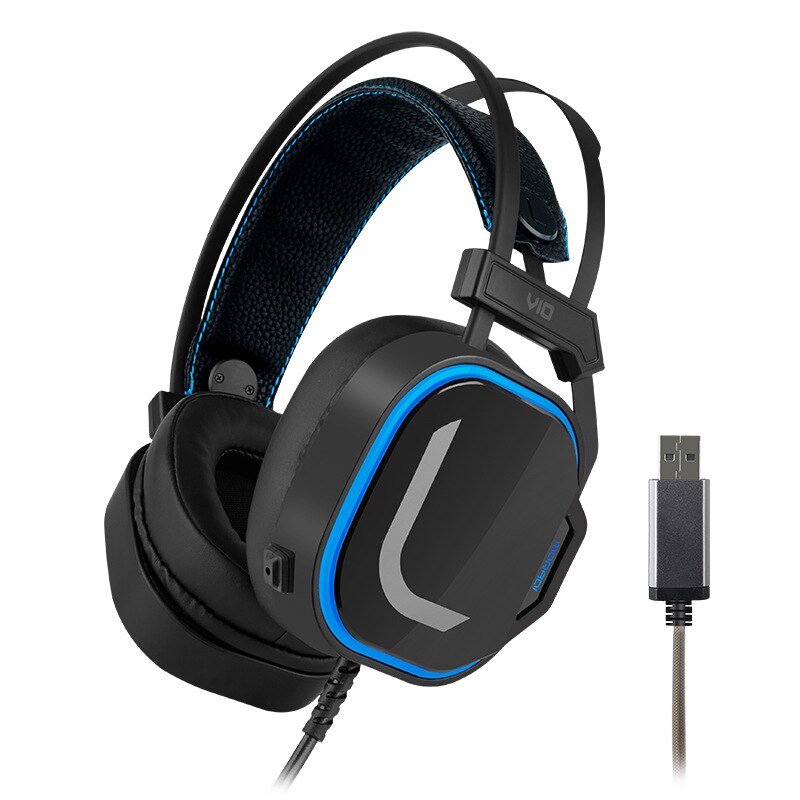 Gaming hörlurar med mikrofon kabelanslutna usb 7.1 dator hörlurar bas stereo musik gamer pc headset för kontor laptop: Svart
