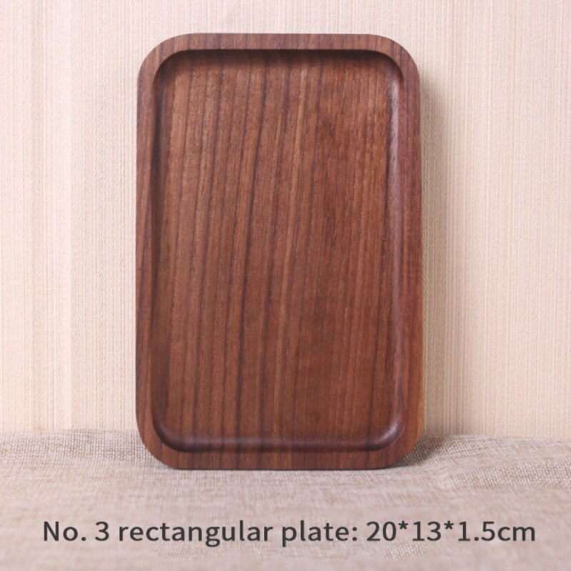 Rectangle Black Walnut Wood Pan Plate Fruit Dishes Saucer Tea Tray Dessert Dinner Bread Wood Plate: A3