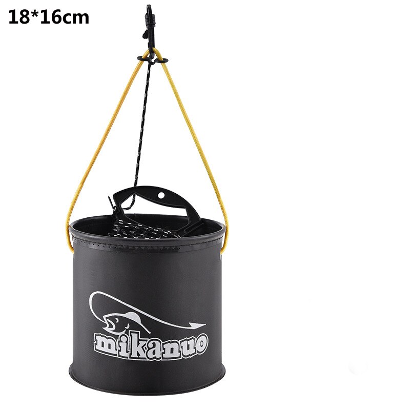 EVA Collapsible Fishing Bait Bucket Portable Multi-Functional Fish Live Lures Bucket zipper fish bucket outdoor folding box /bag: 16CM black