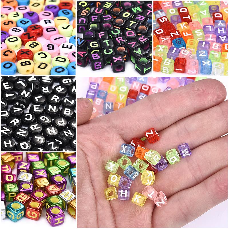 100pc Mixed English Letter Acrylic Beads Flat Heart Alphabet Number Beads For Charms Bracelet Necklace For Jewelry Making DI