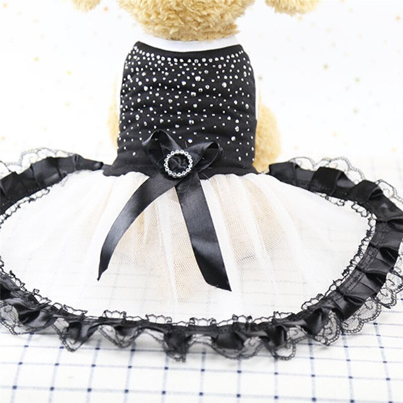 Vestido con tutú para perro, falda de encaje, Gato de princesa, ropa de XS-L, vestido de para suministros para perros mascota, 1 Uds.: Black / S