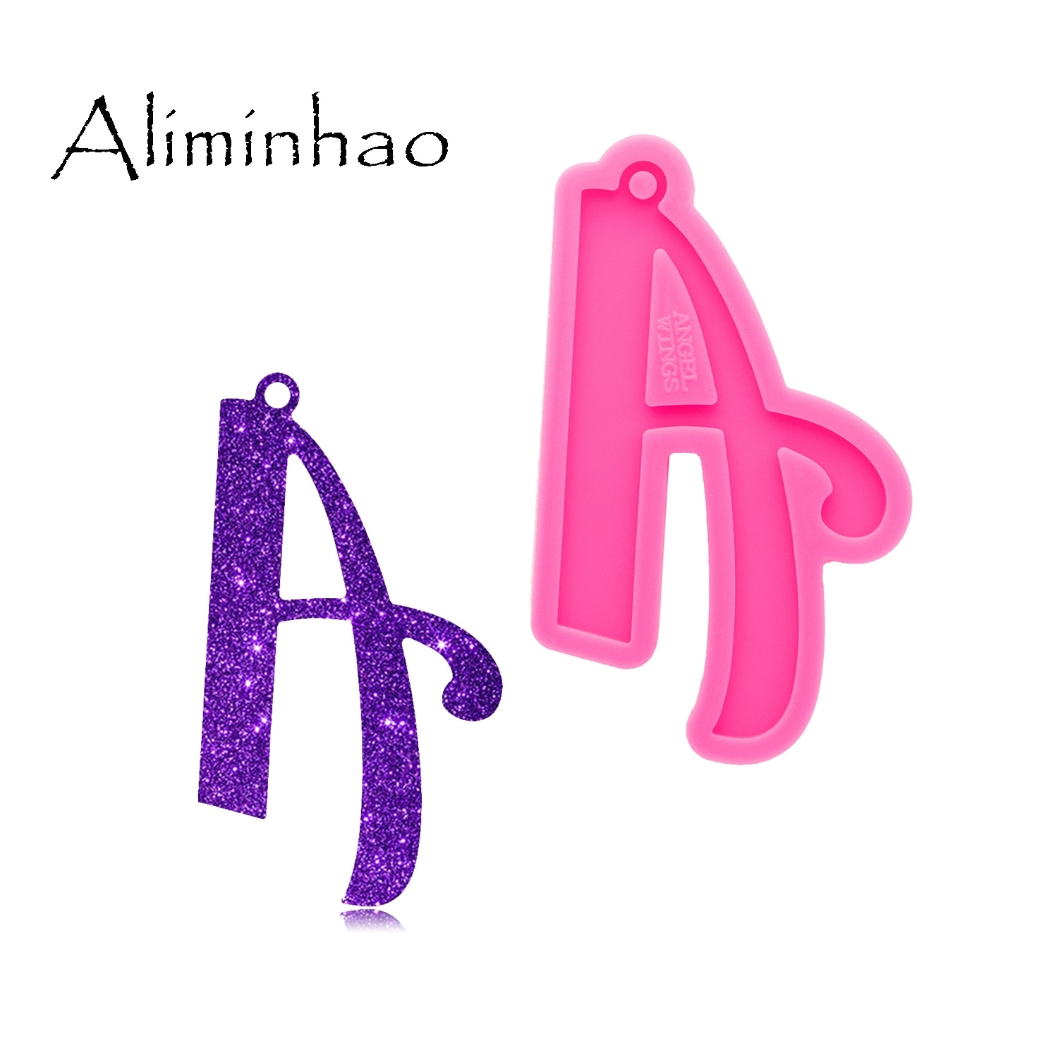 DY0691 Super Glossy Resin letter A Mold Epoxy Craft Keychain Silicone Moulds Polymer Clay DIY Jewelry Making: Default Title