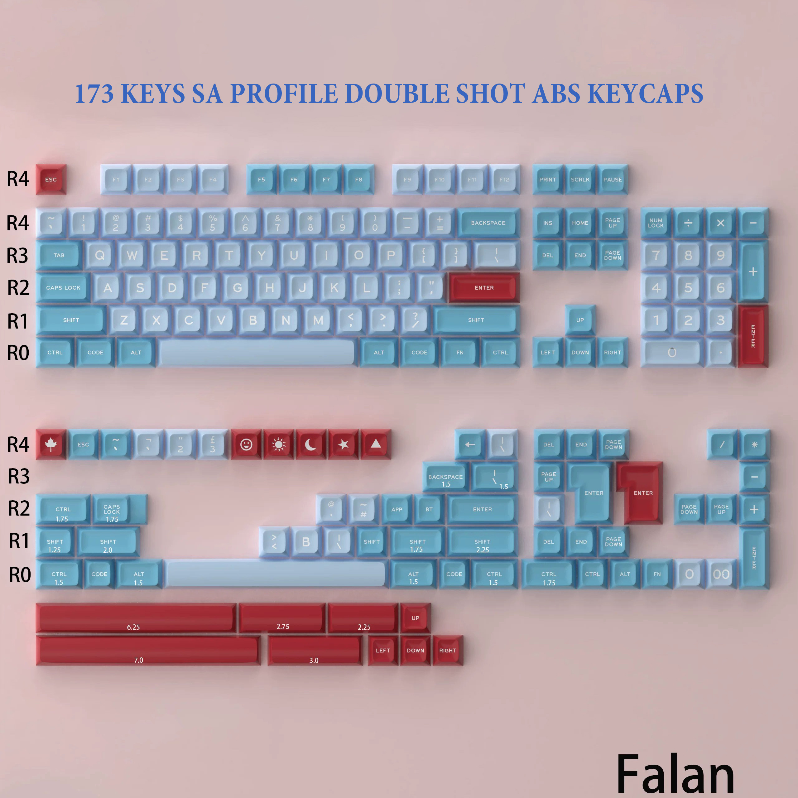 SA Profil Monster--Tastatur-Tastenkappen, benutzerdefinierte doppelt Schuss ABS-Tastenkappen, 173-Tasten für mechanische Spielen-Tastaturen von Kirsche MX Schalter: Grau