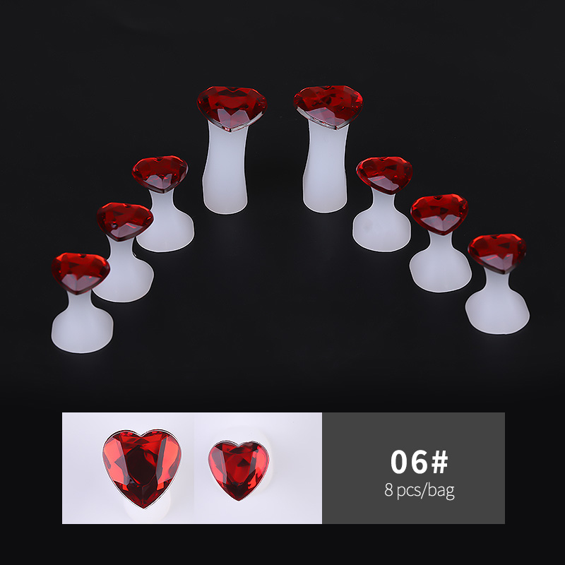 8Pcs Nail Art Toe Separator Flower Heart Pearl Diamond Silicone Foot Toes Separators Silica Gel Finger Toe Spreader: plum