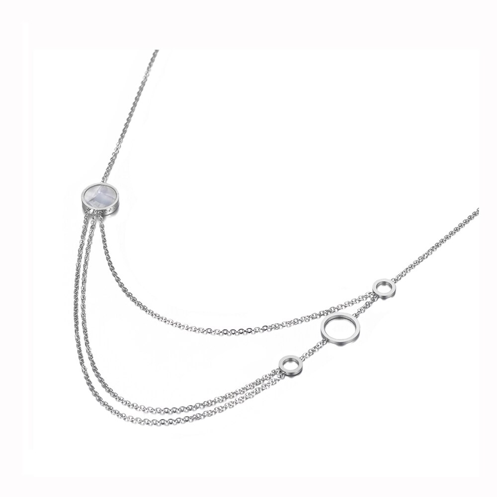 Lokaer-gargantilla de tres capas de acero inoxidable para mujer, Bohemia, joyería de playa, collar con colgante de cadena, N20060: Color acero