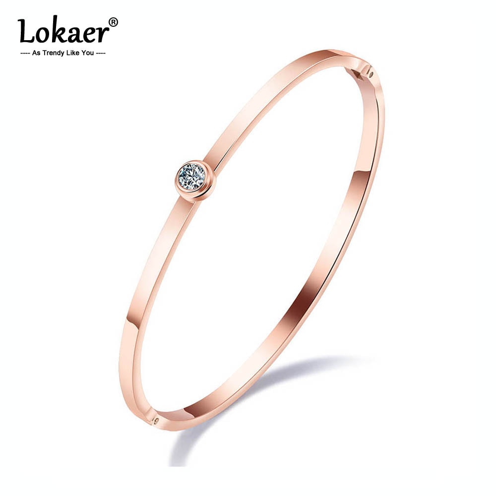 Lokaer Alla Moda in Acciaio Inox Bracciali Braccialetti per Le Donne Mosaico cubo Zirconia Semplice Polsino Del Braccialetto Del Braccialetto Dei Monili Regali B18103