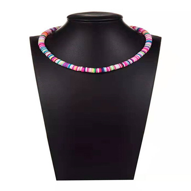 Boho Bunte Halsband Halskette Schmuck Handgemachte Polymer Ton Halskette Frauen Strand Schmuck