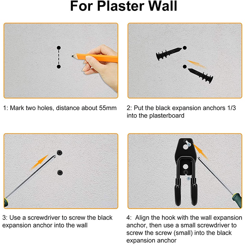 Garage Opslag Utility Dubbele Haken, zware Hangers Muurbevestiging Houder J Haak Garage Organizer Voor Power Tools(4 Stuks)