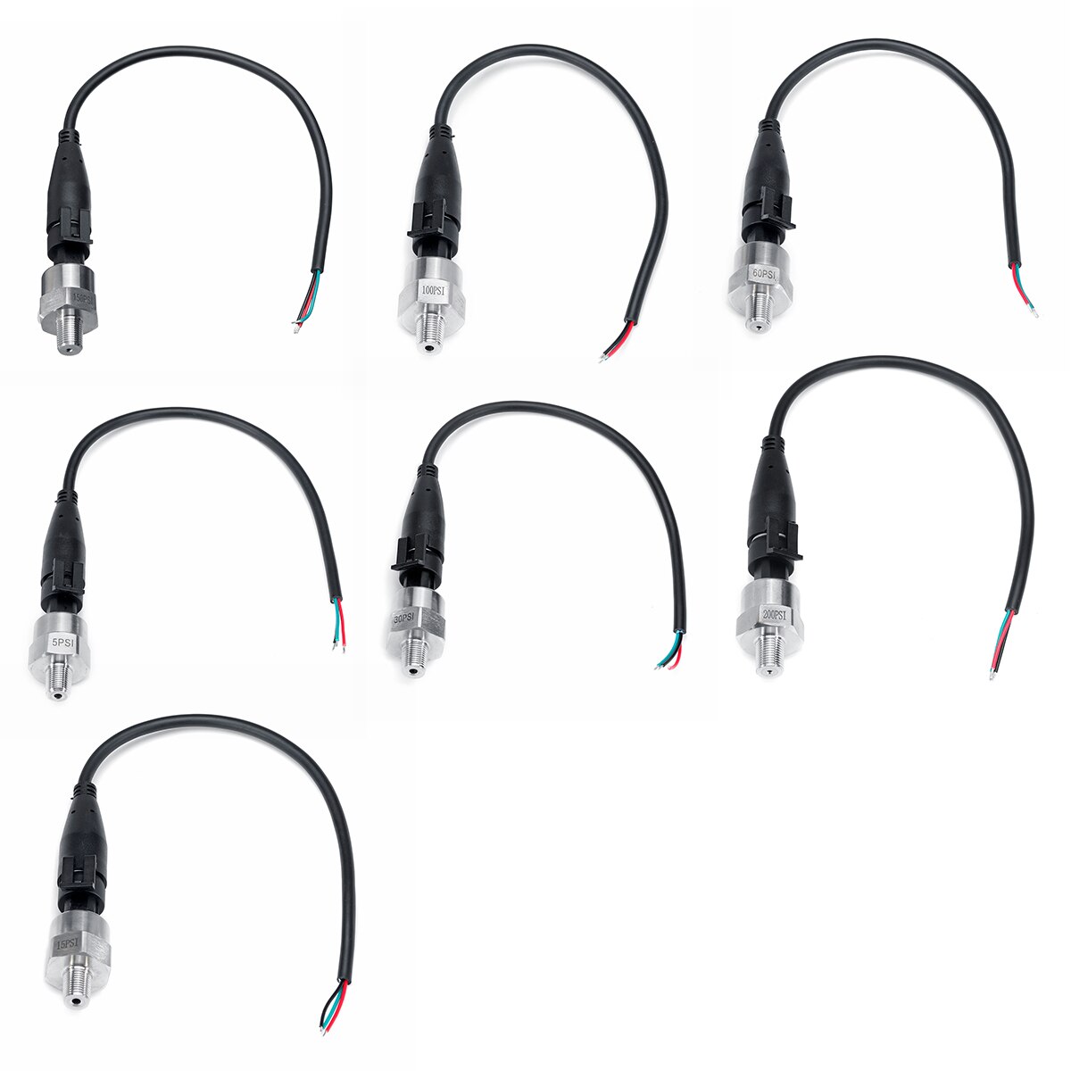 5V 1/8NPT Oil Fuel Air Pressure Transducer Transmitter Sensor Stainless Steel 5/15/30/60/100/150/200Psi