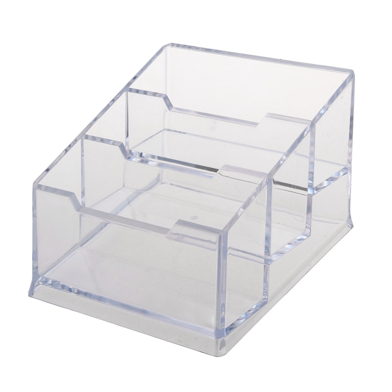 Plastic 3-Tier Clear Business Card Stand Holder: Default Title