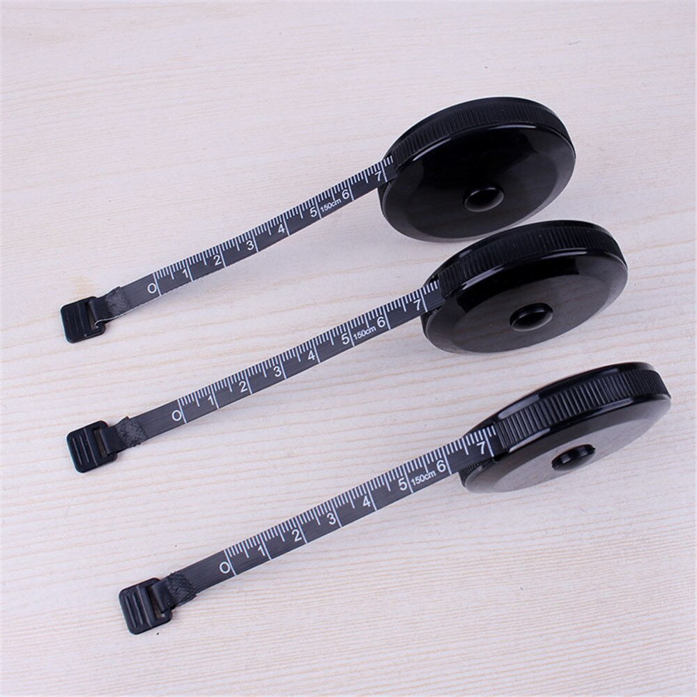 Simple Balck 1.5M Soft Ruler Retractable Measuring Ruler Sewing Tailor Tape School Stationery Measuring Tape Drawing Tool