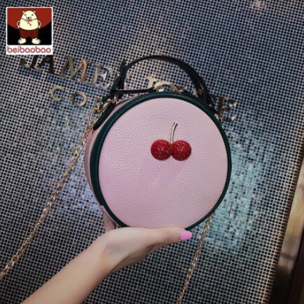 Beibaobao pu leren schoudertassen voor dames, ronde mini-schelptas, crossbodytas voor schattige tienermeisjeshandtas: Roze