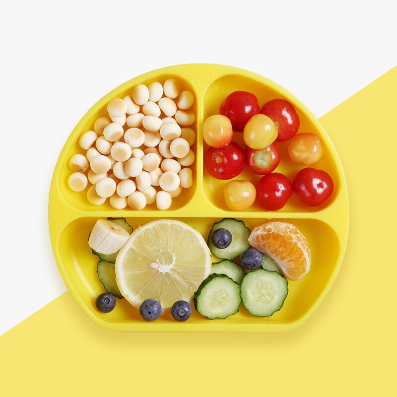 Xcqgh Food Grade Silicone Baby Kinderen Servies Schotel Vork Lepel Bib Set Babyvoeding Producten Plaat: yellow dish