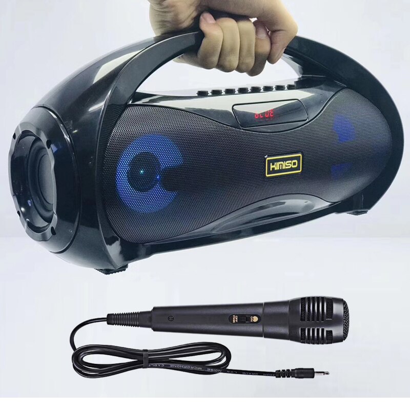 Powerful Bluetooth Speaker with Mic Wireless Portable Column Home Theater Music Center System 4D Stereo Subwoofer caixa de som: Black