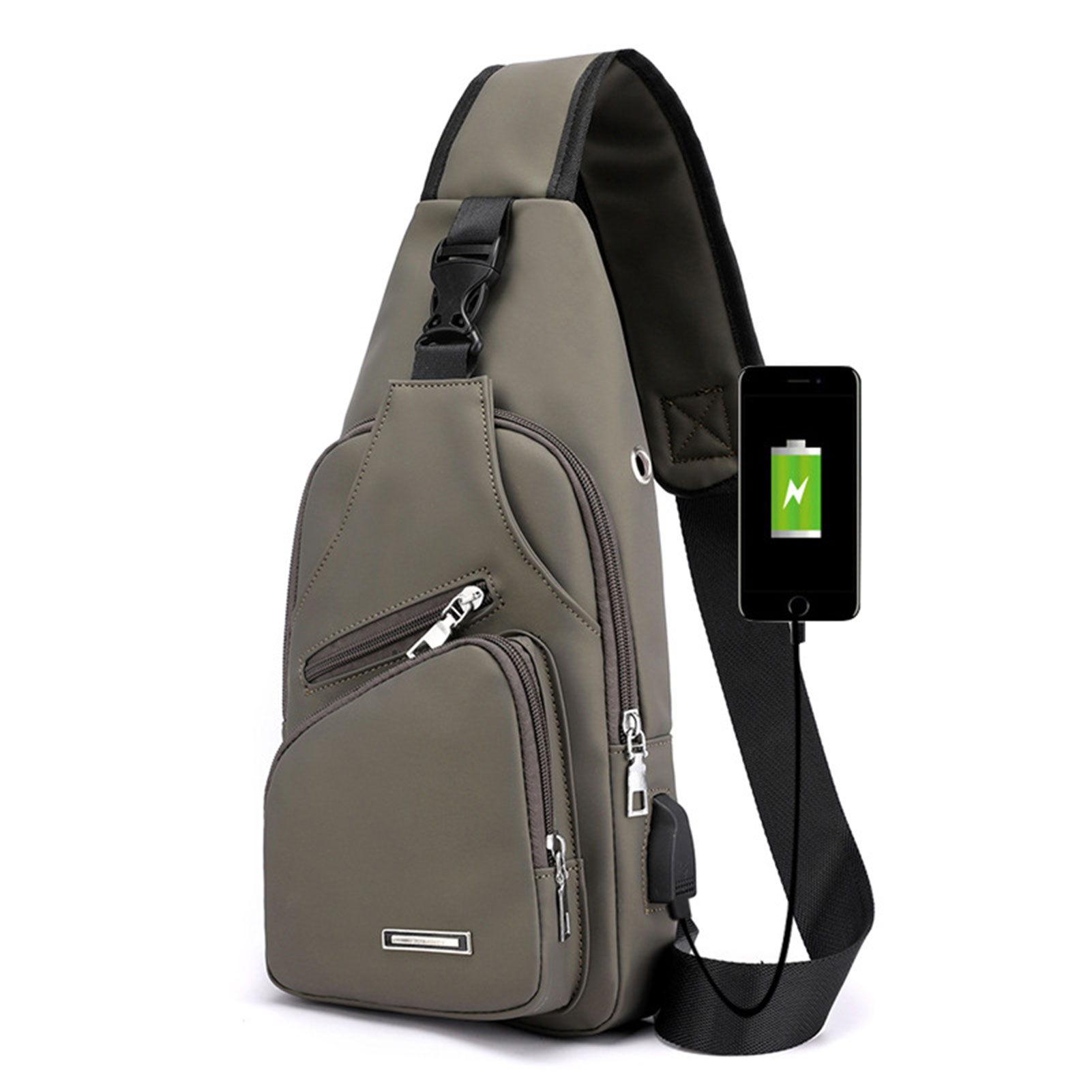 Bolso cruzado informal para hombre, bandolera de hombro a la con múltiples bolsillos, antirrobo, bandolera deportiva para el pecho, mochila para exteriores: Beige