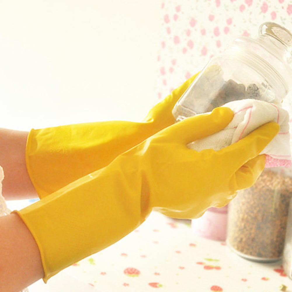 Guantes largos de goma para limpieza de platos, guantes de mano para el hogar, utensilios para el baño, Q3