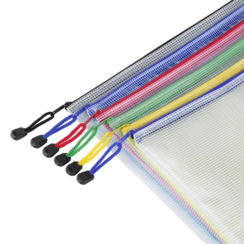 18Pcs Plastic Mesh Zip Document Holder, Letter Size Waterproof Document Pouch for School Office Supplies, Arts & Crafts Organizi