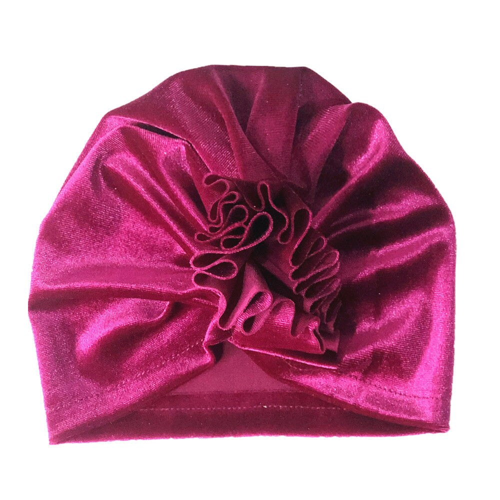 Nette Baby Mädchen Jungen Bogen Turban Hut Kleinkind Kinder Kopf Wrap Pleuche Stirnband Kappe 11 Farben Ein Stück: Rose Red