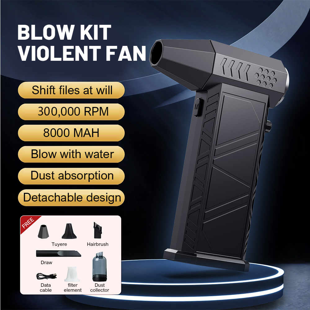 Souffleur à Jet Turbo 300000 RPM puissant ventilateur d'air moteur sans brosse Turbo ventilateur 8000mAh Souffleur Air Puissant ventilateur de voiture: Or