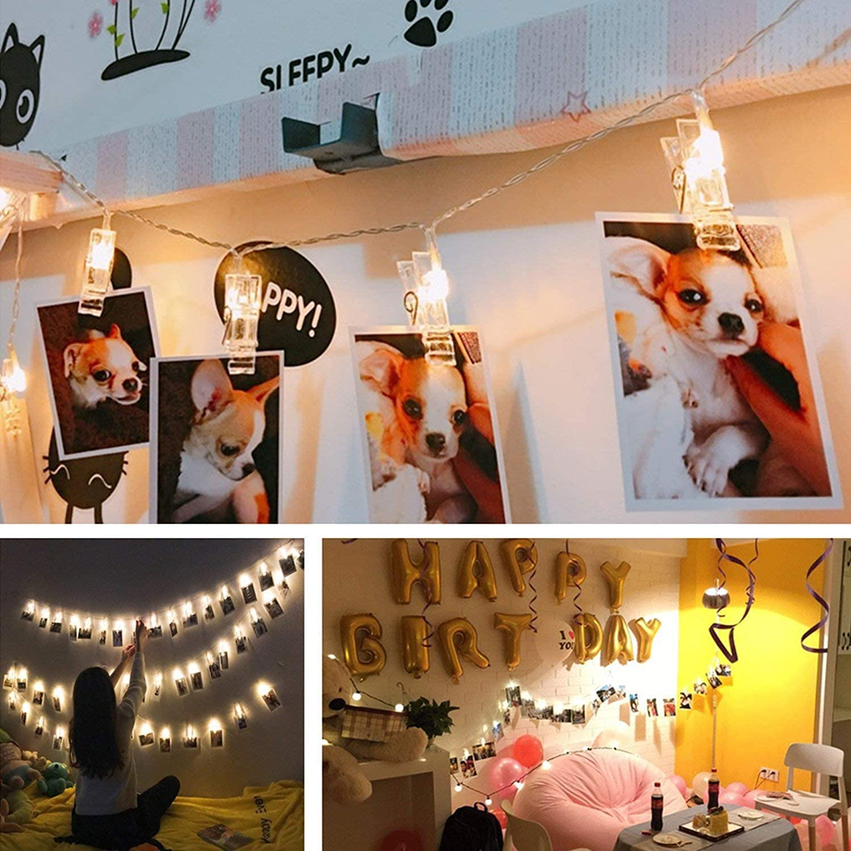 LED-Lichterkette, Foto-Clip, Lichterkette, 10 m, USB, batteriebetrieben, Weihnachtsbaum-Girlande, Dekoration, Hochzeit, 2025, Neujahrsdekoration