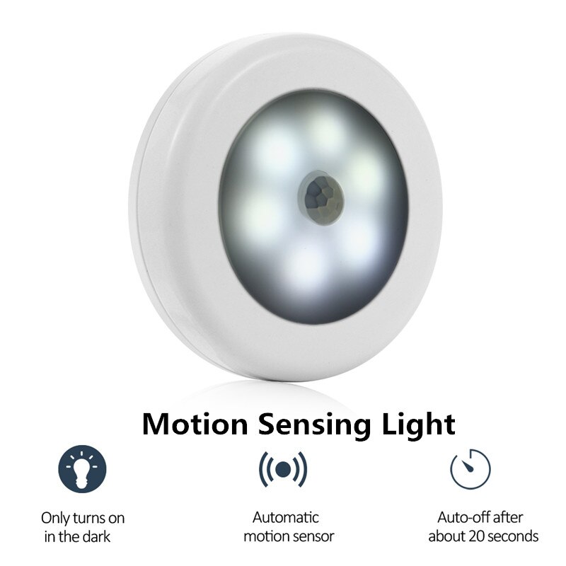 LED Wireless Night Light with PIR Motion Sensor Battery Power Cabinet Drawer Light Closet Cabinet Lamp Night LED Light: Type 3