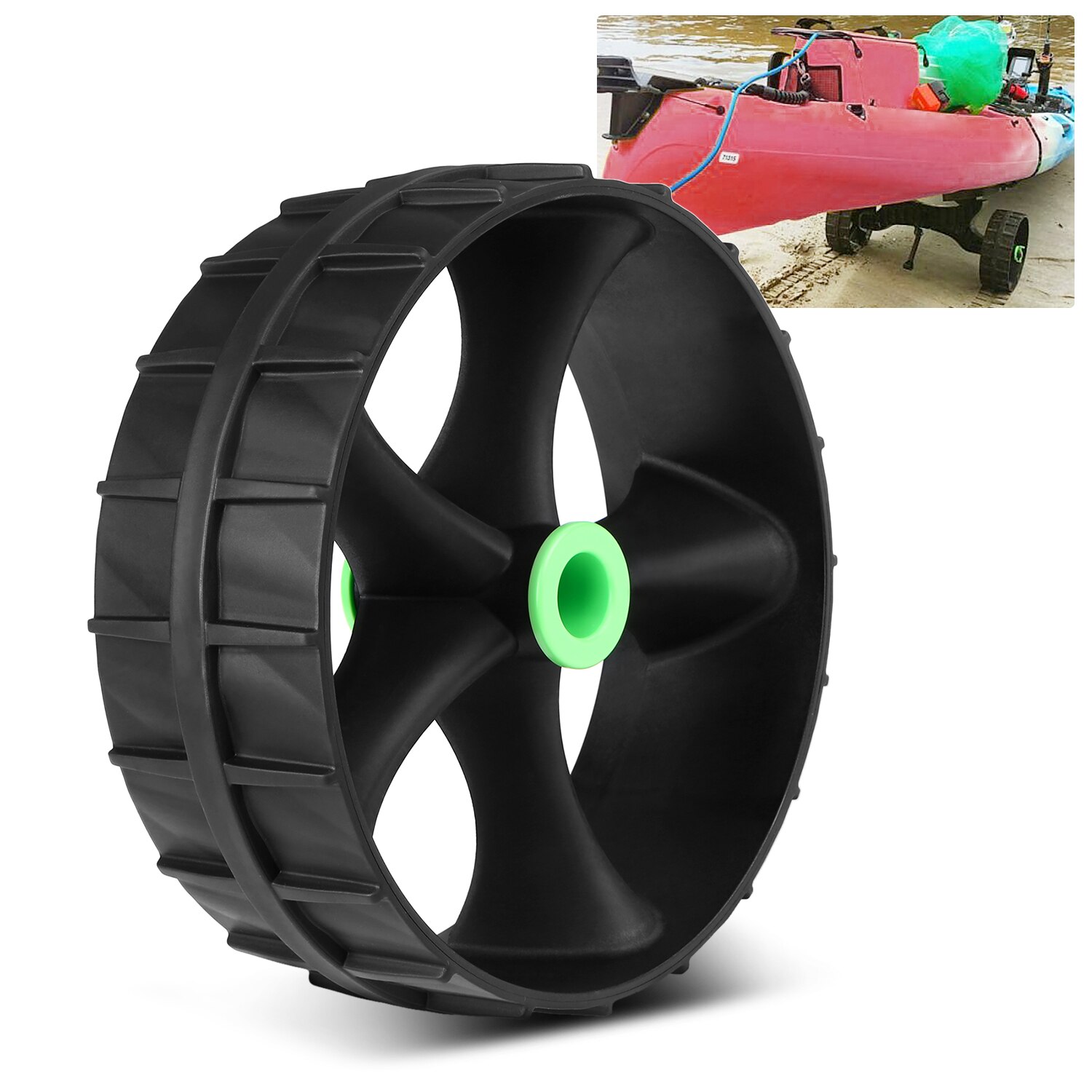 Puncture-free Kayak Cart Wheel Plastic Replacement Wheel Puncture Proof Rubber Tyre for Kayak Carrier Trolley Water Sports