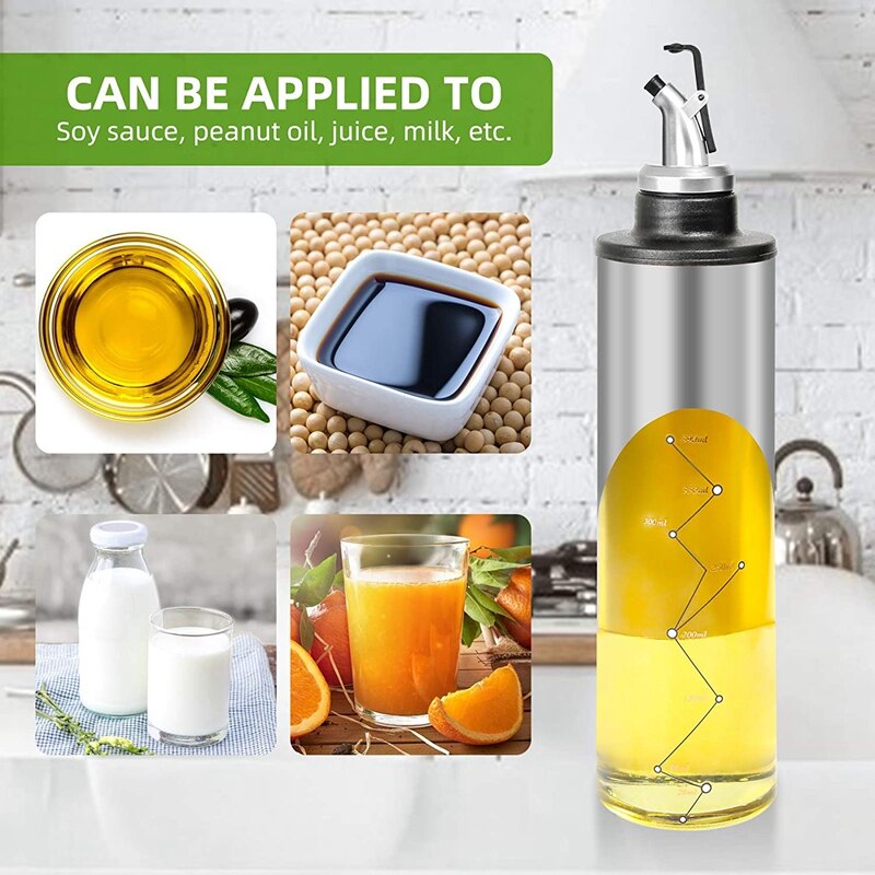 Glass Olive Oil Dispenser Bottle Capacity Oil Vinegar Cruet Clear Glass Dispenser Bottle Oil Container 22 Oz/650Ml