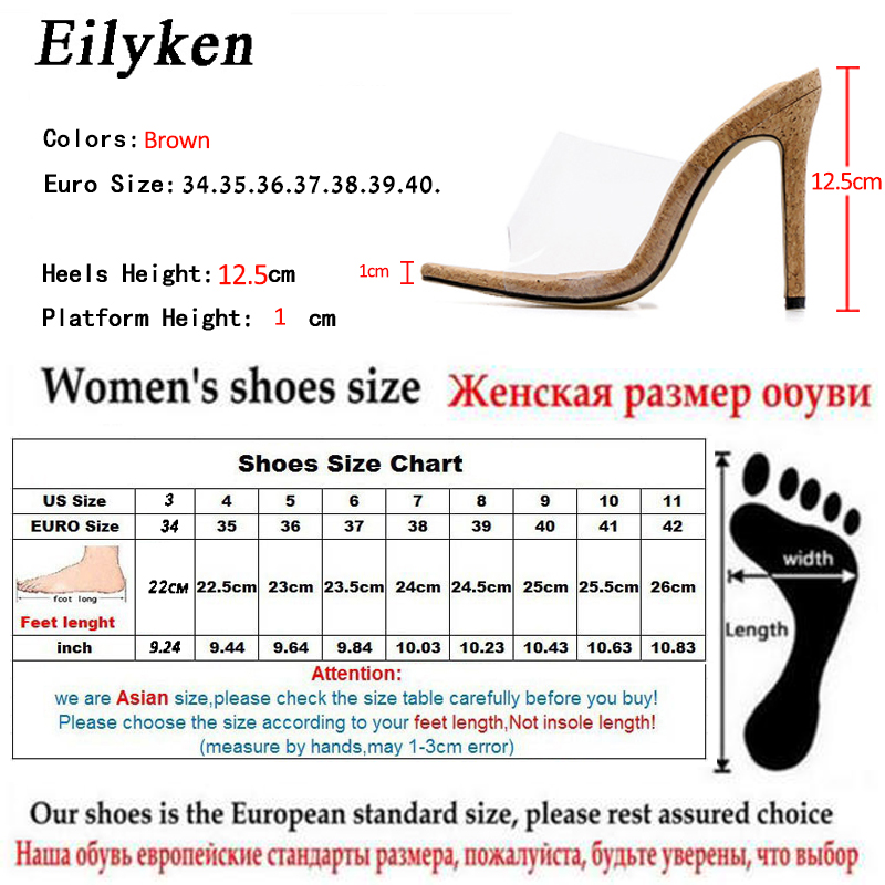 Eilyken Pvc Transparante Sexy Spitse Neus Open Teen Slippers Vrouwen Hoge Hak Beknopte Lui Slippers Schoenen Maat 35-40