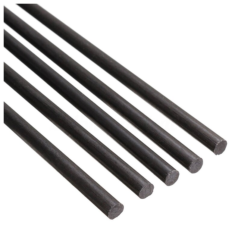 5Pcs 4mm Black Carbon Fibre Rods Rod 500mm Long For Sand-Table RC Airplane DIY