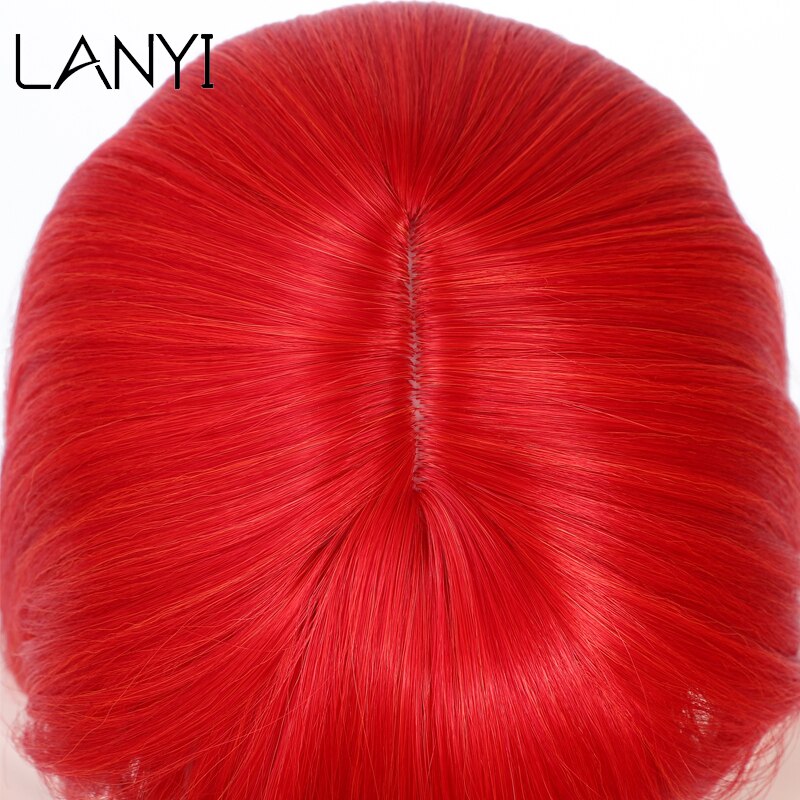 Lanyi kort lichtrood steil bobkapsel met pony synthetisch haar voor vrouwen 12 cm hittebestendige vezels dagelijkse natuurlijke pruiken