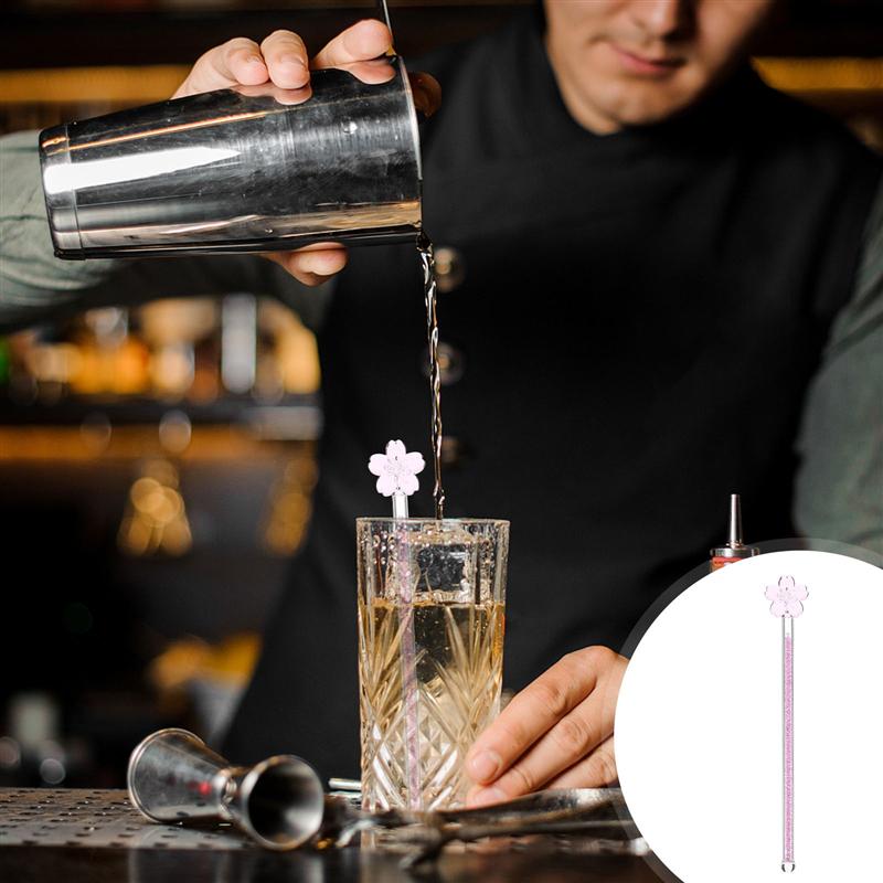 Agitador de vidro com haste agitadora, agitador de mexer leite, café, suco, bebida, utensílio de bar, acessórios de cozinha para casa, presente