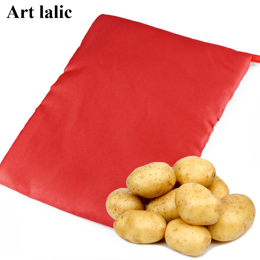 1 Pc Rode Wasbaar Cooker Bag Gebakken Aardappel Magnetron Koken Aardappel Quick Fast (Koks 4 Aardappelen In Een Keer) g030