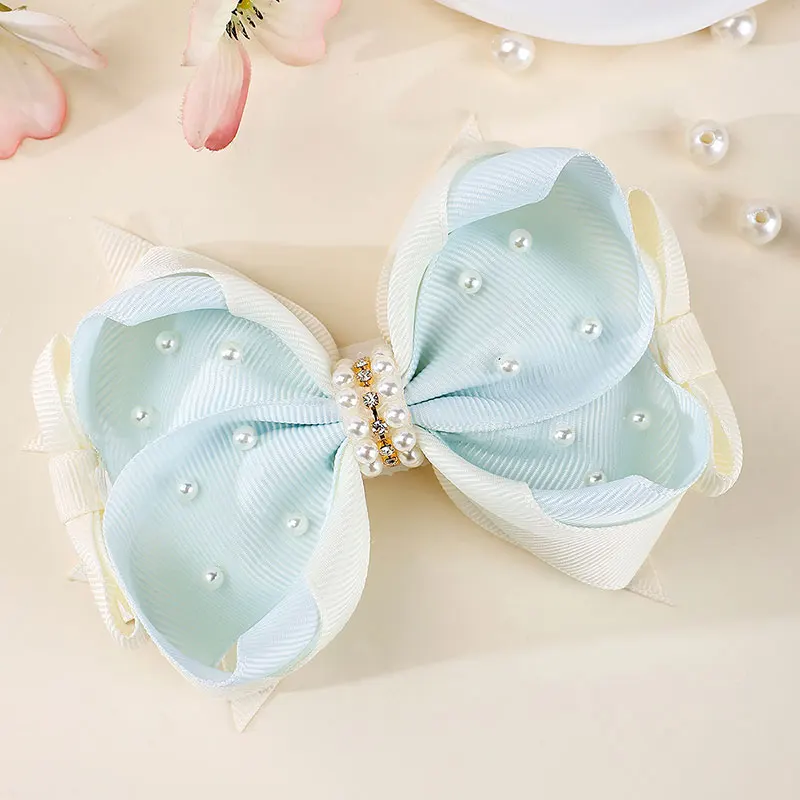 Pinzas para el pelo de perlas para niñas, horquillas con diamantes de imitación, cinta Rosa dulce, herramientas de peinado para el cabello para niños, diademas para niños: YELLOW