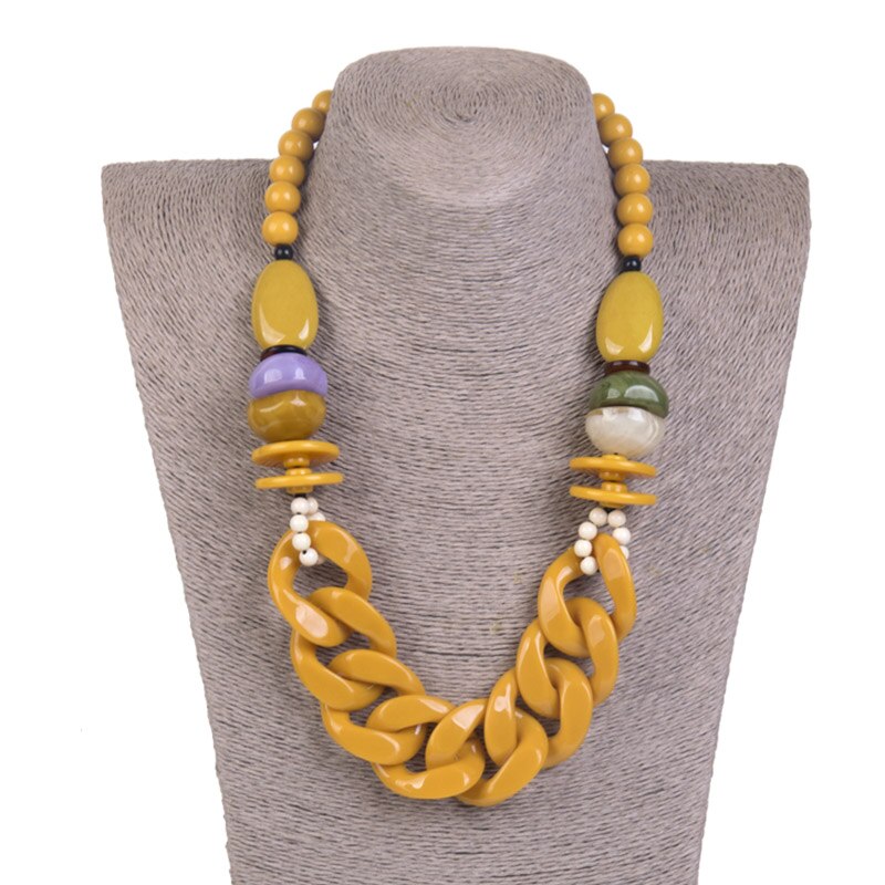 Statement/Chain Necklace Women Red Beads/Custom Necklace Charm Acrylic Resin Long Necklaces Female Large Vintage Jewelry