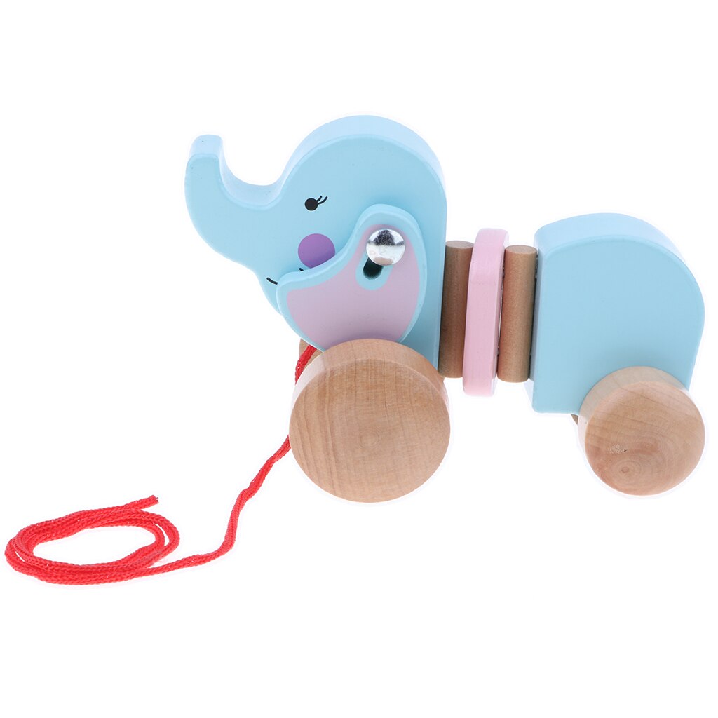 Houten Pull Langs Olifant Speelgoed Voor Baby Boy & Girl Vroege Educatief Speelgoed
