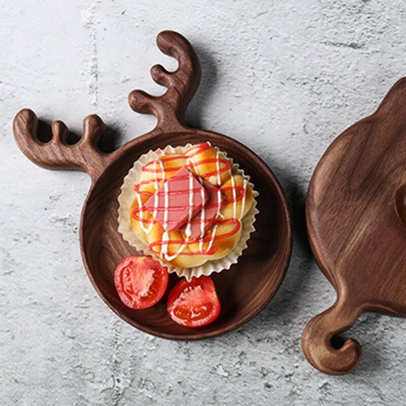 Walnut Wood Serving Tray 2 Shapes Choose Dessert Tray Dinner Bread Plates Snacks Food Display Dish Tea Trays for Kitchen