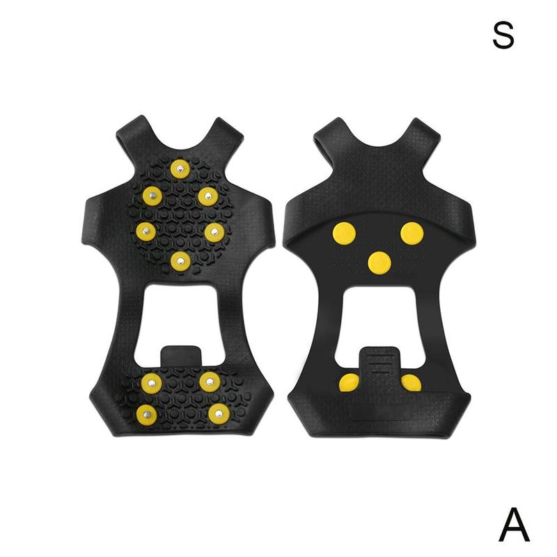 10-diente crampones anti-deslizamiento zapato cubierta 10 uñas crampones antideslizante de la cubierta del zapato cadena hielo anti-skid W4G0: A