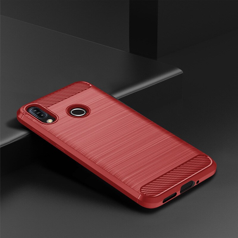 Caso de fibra de carbono para asus zenfone max pro m2 zb631kl zb632kl zb633kl caso tpu silicone macio para zenfone 6 zs630kl pára-choques: Max M2 (ZB633KL) / Red