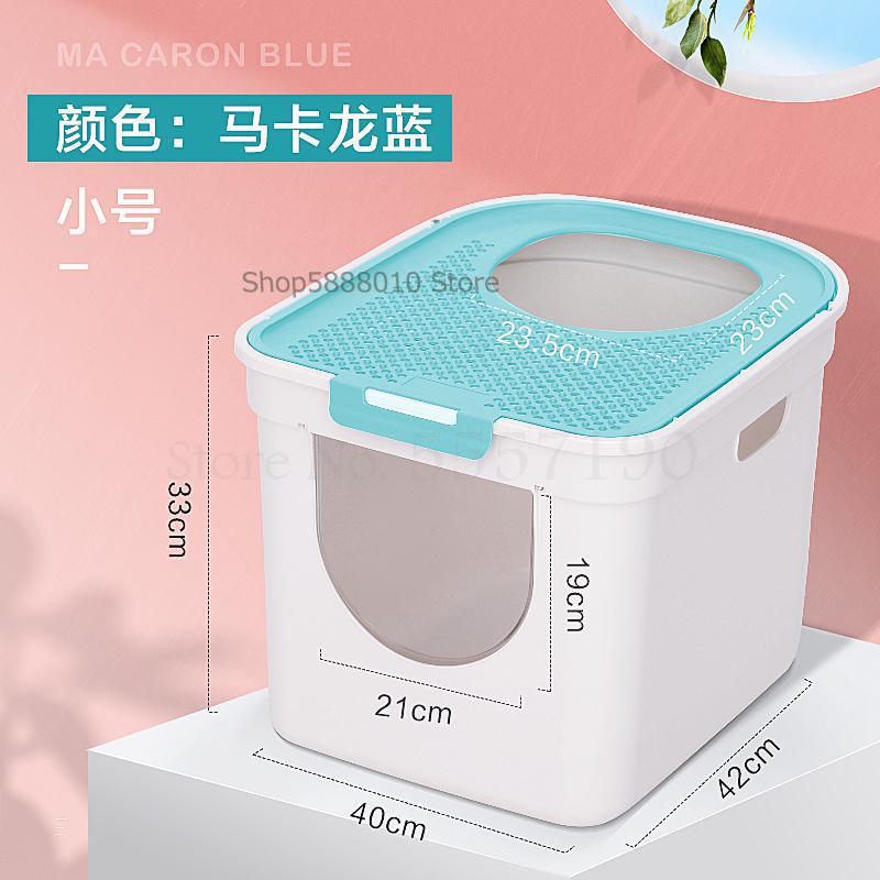 Cat litter box Fully closed drawer Top-entry splash-proof cat supplies Deodorant feces bowl Extra large oversized cat toilet: 42x40x33cm  9
