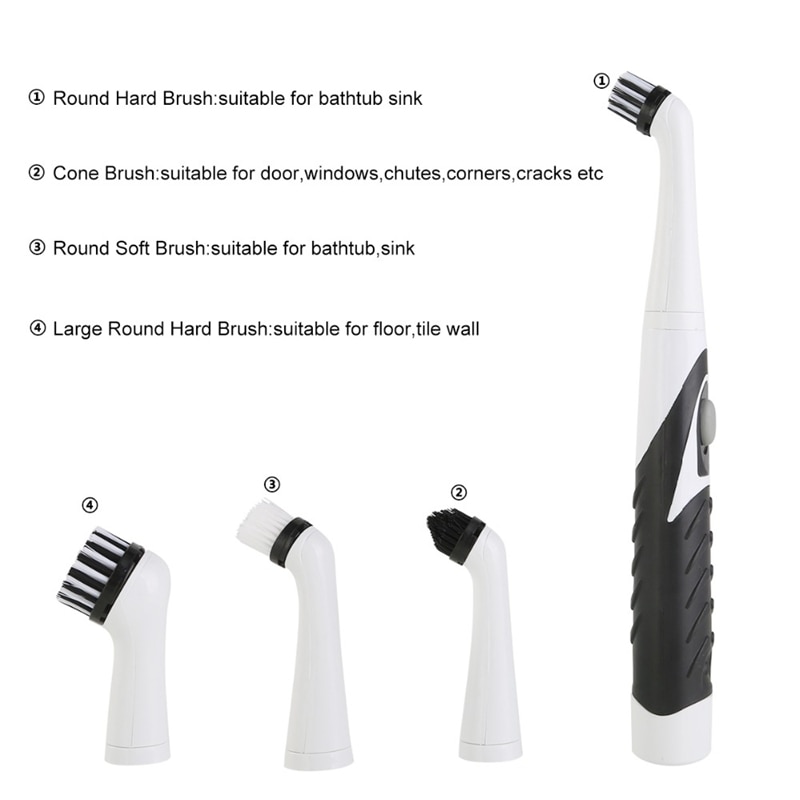 4 In 1 Electric Sonic Scrubber Cleaning Brush Household Cleaner Brush With 4 Brush Heads Brew