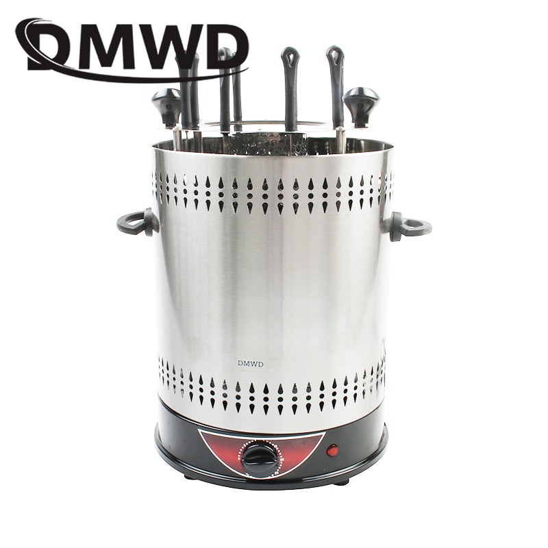 Dmwd 220v røgfri automatisk roterende elektrisk grill grill-ovn barbecue rotisserie kebab stege rotation maskine 8 lam spyd eu