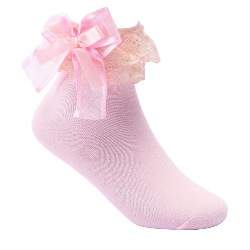 Bomuldsdans sokker forår efterår børn blonder blonder solide kid piger sokker blomster ballet anti slip sport åndbar sok 5-12y