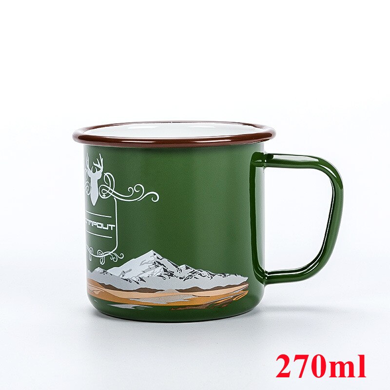 270ml Outdoor Camp Enamel Beer Mug Home Accommodation Wine Cup Coffee Thickers Mugs Family Juice Water Drinking Beverage Utensil: Green