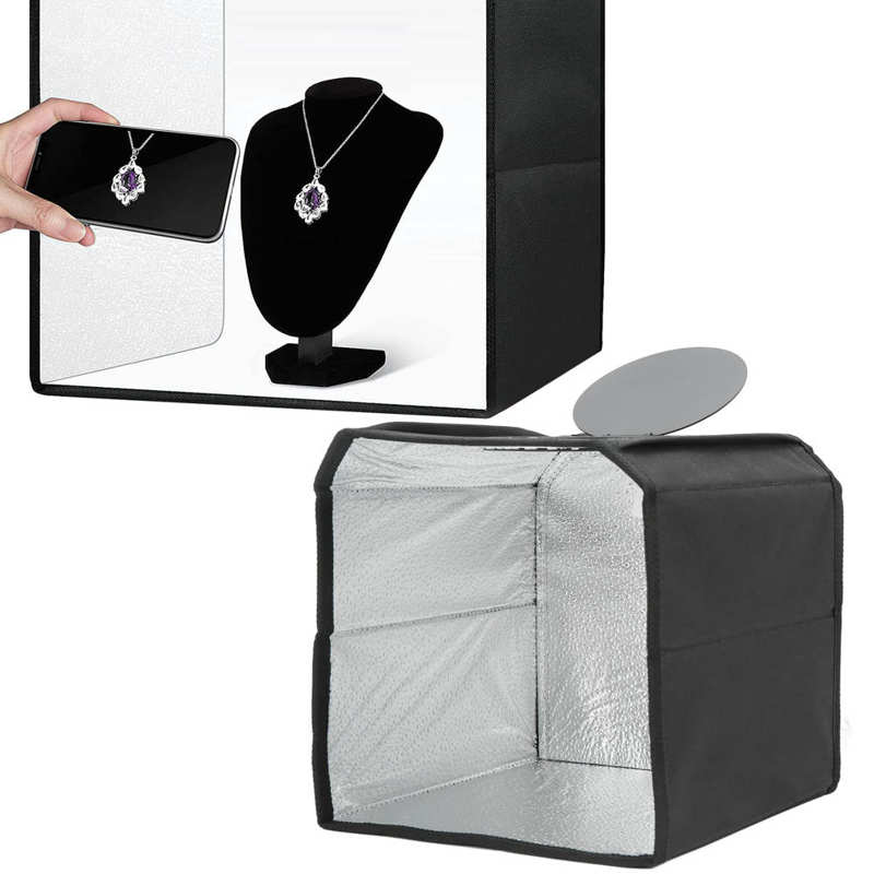 Photo Studio Lightbox Mini Portable Light Box Tabletop Photography Soft Shooting Tent Box 6 Backgrounds for Jewelry Photography