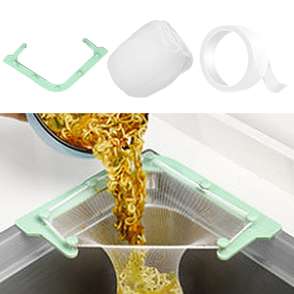 Keuken Wastafel Hoek Strainter Mand Driehoek Sink Filter Afdruiprek Mesh Zakken Multifuncational