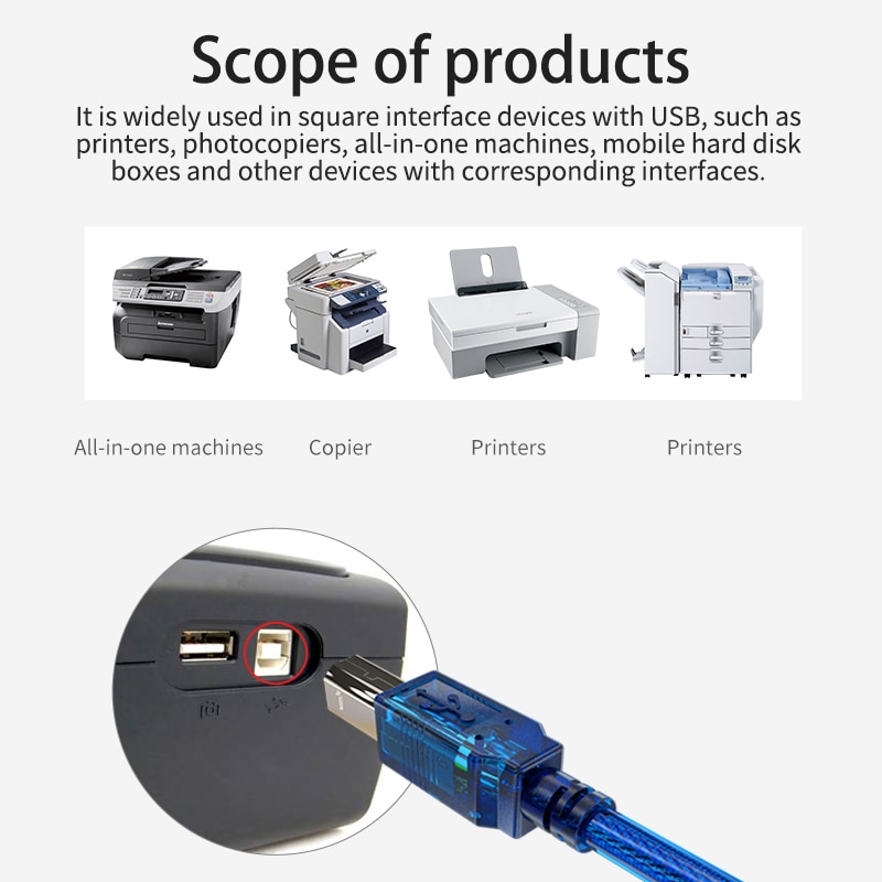 Usb 2.0 skriverkabel usb 2.0 type a til b mannlig dobbeltskjermingsskannerkabel for hp canon epson dell usb -b 1.5 3m 5 10m 15 20 m